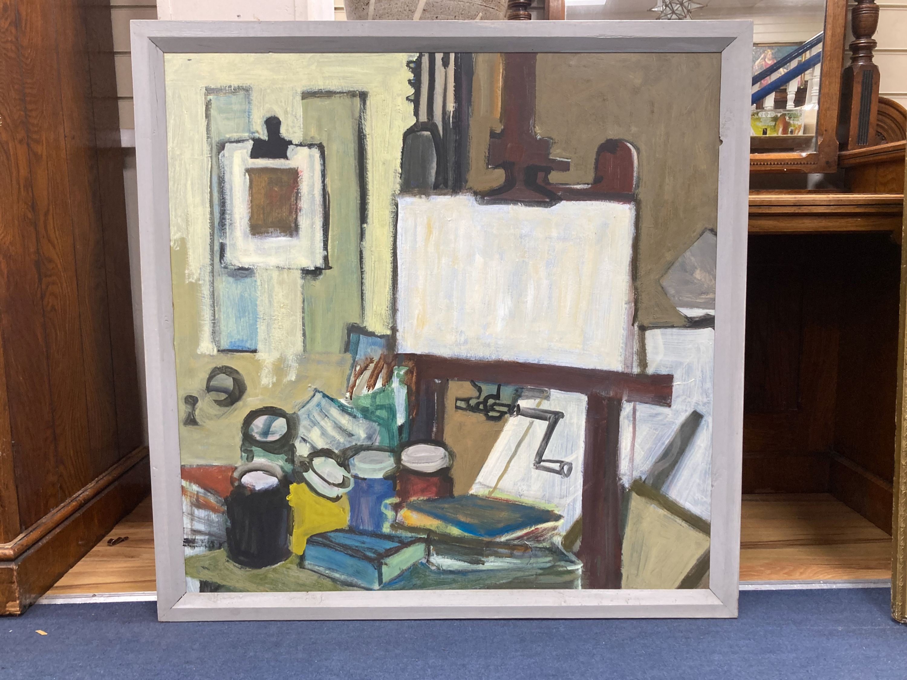 Myrta Fisher (1917-1999), oil on board, artists easel, inscribed verso, 88 x 88cm.